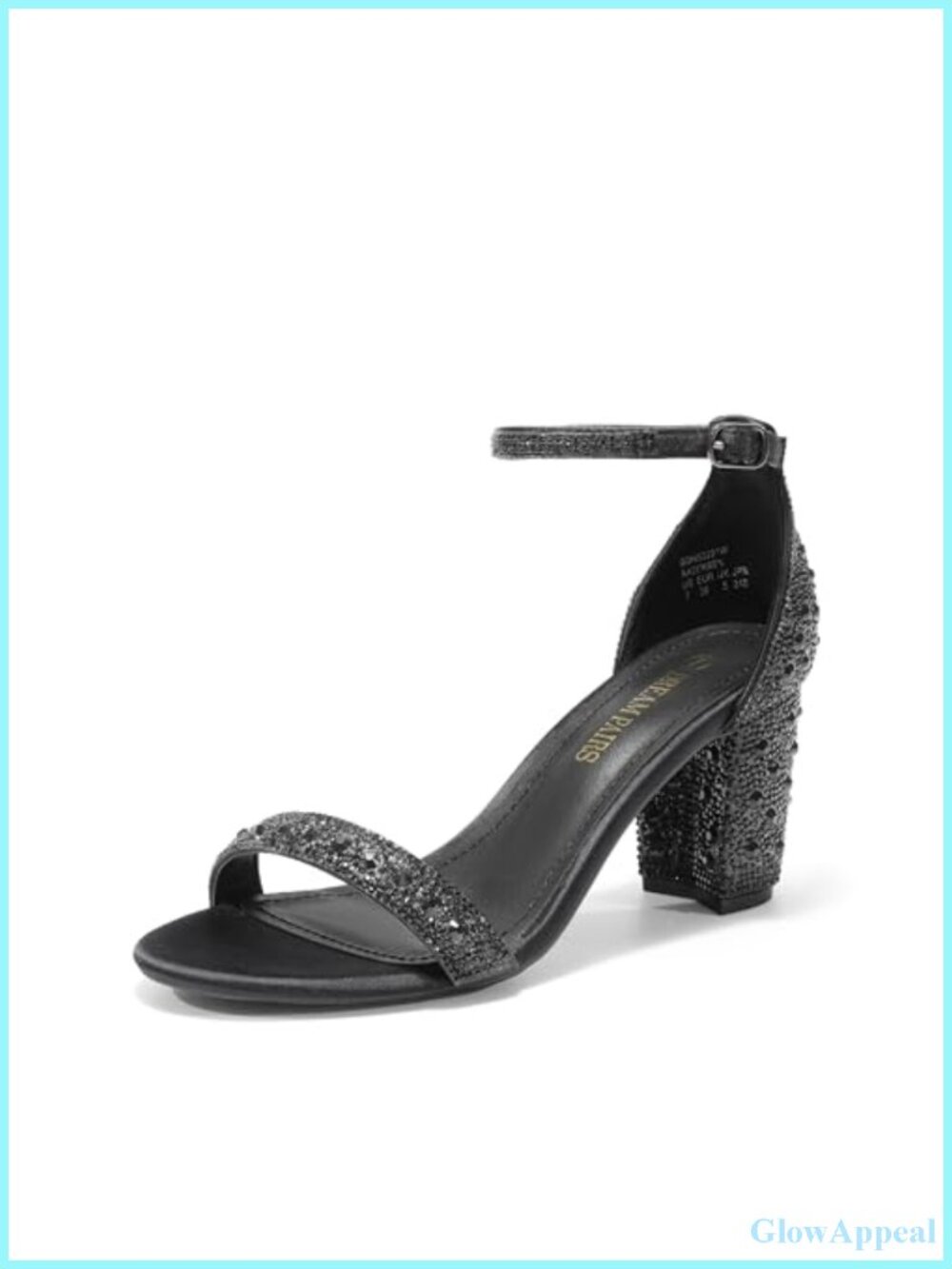 Women's Block Heel Rhinestone Ankle Strap Sandals Cushioned 3-Inch